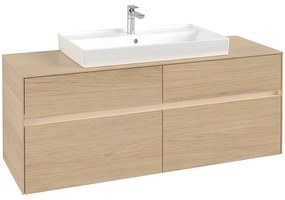 VILLEROY &amp; BOCH Collaro závesná skrinka pod umývadlo na dosku (umývadlo v strede), 4 zásuvky, s LED osvetlením, 1400 x 500 x 548 mm, Nordic Oak, C088B0VJ