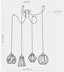 Luster na lanku GALAXY 4xE27/60W/230V pavúk