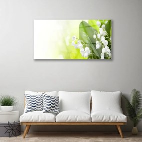 Skleneny obraz Konvalinky listy kvety lúka 140x70 cm