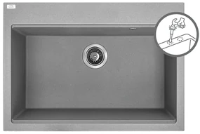 Laveo Tau, 1-komorový granitový drez 700x500x215 mm, šedá, LAV-SBT_5107