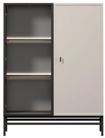 Vitrína Lorini 100 cm na stojane - kašmírová / čierna úchytka T