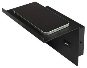 Nástenné bodové svietidlo s poličkou a USB nabíjačkou 1xG9/35W/230V čierna/zlatá