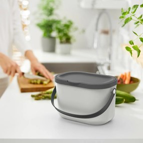 Rotho 2. akosť - Závesný odpadkový kôš na dvierka, 3,2l MINI-ALBULA, biela/antracit