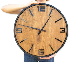 Dřevěné nástěnné hodiny Arabik 50 cm dub přírodní/černé