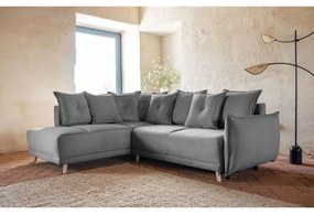 Sivá menčestrová rozkladacia rohová pohovka (ľavý roh) Lazy Lukka – Miuform