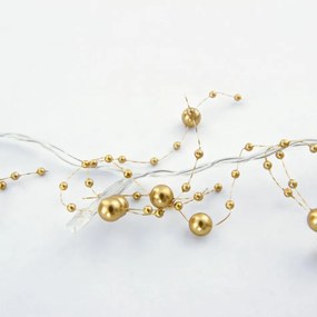 DECOLED LED světelný řetěz na baterie, zlaté perly, teple bílá, 10 diod, 1,3 m