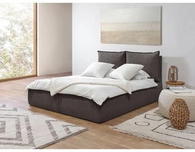 Tmavosivá čalúnená dvojlôžková posteľ s úložným priestorom a roštom 180x200 cm Garancia – Bobochic Paris
