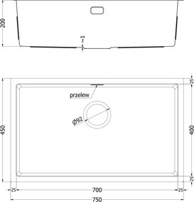 Mexen Trixo, 1-komorový nerezový drez 750 x 440 mm, čierna, vzor voština, 6415751000-70HC