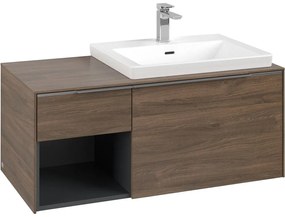 VILLEROY &amp; BOCH Subway 3.0 závesná skrinka pod umývadlo (umývadlo vpravo), 2 zásuvky + regálový prvok, 1001 x 516 x 422,5 mm, Arizona Oak, C57100VH