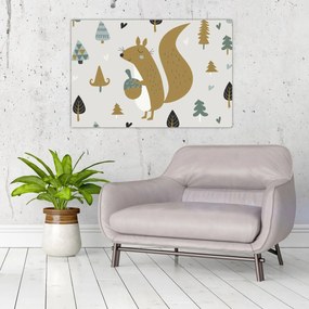 Obraz - Veverička s orieškom (90x60 cm)