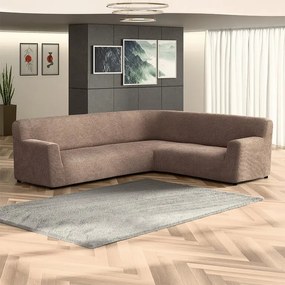 Bielastické poťahy COSTINA oriešková rohová sedačka (š. 350 - 530 cm)