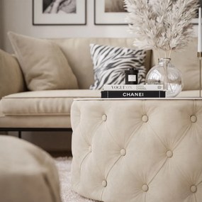 KONFERENČNÝ STOLÍK CARLY 70 cm CHESTERFIELD + BIELE SKLO FRENCH VELVET 672