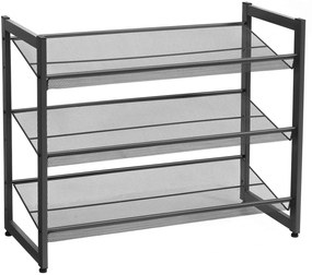 SONGMICS Kovový regál 3 police čierny 74x63 cm