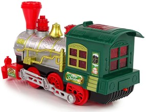 LEAN TOYS Vianočná zelená lokomotíva