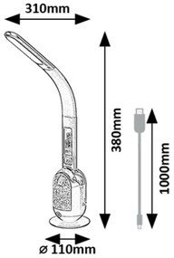 Rabalux 74230 stolná LED lampa s glitrami Figen, čierna, 5W, 290lm, 5000K, stmievateľná