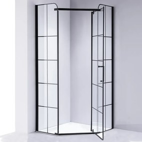 BPS-koupelny Päťuholníkový sprchovací kút BS06A 80x80 čierna/transparent - bez vaničky