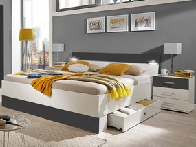 Posteľ s nočnými stolíkmi Cheep 180x200 cm, biela/grafit