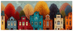 Obraz - Maľované jesenné mesto (120x50 cm)