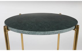 Zelený odkladací stolík s mramorovou doskou White Label Timpa