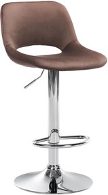 Barová stolička Camden - zamat, chróm rám - Hnedá