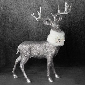 DEKORAČNÁ SOŠKA BUCK 36X52 CM STRIEBORNÁ