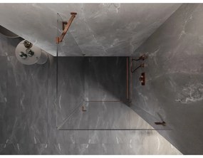 Mexen Lunar-B, pravostranný výklopný sprchový kút 90 x 90 cm, 8mm číre sklo, profil ružové zlato, 832-090-090-60-00-P