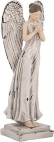 Decorative Figurine Angel 23 Cm White Grey Plastic - 23.0 cm