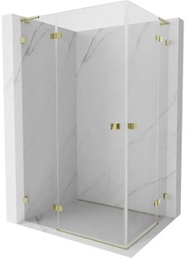 Mexen Lunar, L Duo výklopný sprchový kút 115 x 105 cm, 8mm číre sklo, zlatý profil, 834L-115L-105P-50-00