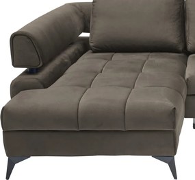 Rohová sedacia súprava Paris, blatistá hnedá látka, ľavý roh