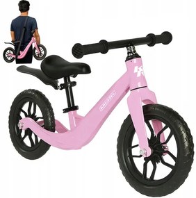 Detské odrážadlo KRUZZEL 12 s ramenným popruhom - čierne-ružové čierna