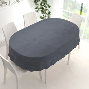 Biante Veľký zamatový oválny obrus Velvet Premium SVP-004 Antracitovo sivý 240x300 cm