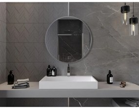 Mexen Loft, okrúhle kúpeľňové zrkadlo 80 cm, farba rámu brúsená oceľ, 9850-080-080-000-10
