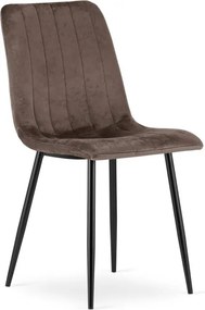 Jedálenská stolička LAVA zamatová, tmavohnedá / čierne nohy