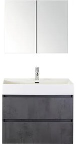 Kúpeľňový nábytkový set Maxx XL 80 cm s keramickým umývadlom a zrkadlovou skrinkou betón antracitovo sivá