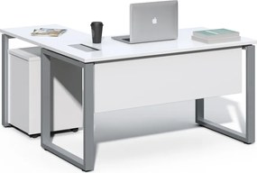 Rohový kancelársky stôl s kontajnerom Houseland Prime Home 01 140 cm biely