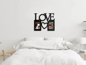 drevko Drevený fotorámik Love so srdiečkom Farba dekorácie: Čierna
