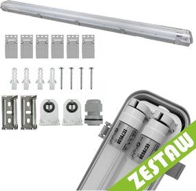 Sada hermetického svietidla LED žiarivky do garáže 120 cm povrchová montáž