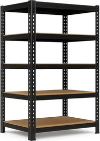 Regál 216x120x50 cm profesionálny 5-policový, nosnosť 1500 kg - čierny