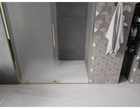 Mexen Velar, posuvné sprchové dvere do otvoru 130 cm, 8mm sklo námraza, zlatá lesklá, 871-130-000-31-50