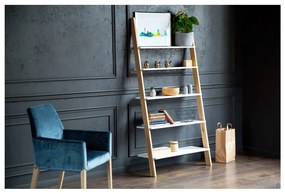 Biela rebríková polica Ragaba ASHME, šírka 85 cm