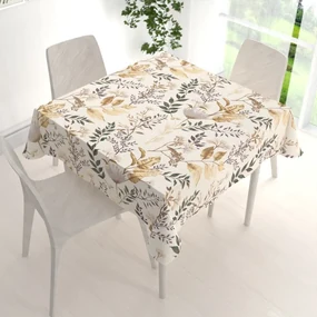 Biante Bavlnený štvorcový obrus Sandra SA-544 Jesenné vetvičky na krémovom 100x100 cm
