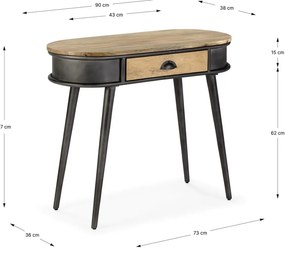 Čierny/v prírodnej farbe konzolový stolík 38x90 cm Delhi – MOME