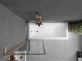 Mexen Next L, 1-krídlová vaňová zástena 60 x 150 cm, 6mm číre sklo-čierny vzor, medený profil, 895-060-000-03-70-65