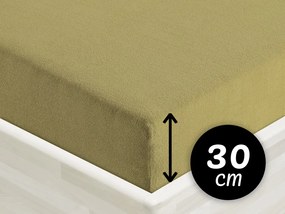 Froté napínacie prestieradlo na vysoký matrac FR-020 Olivové 100 x 200 - výška 30 cm