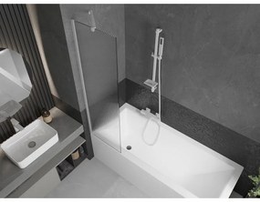 Mexen Next, vaňová zástena 1-krídlová 50 x 150 cm, fixné krídlo, 6 mm sklo s pruhmi, biely profil, 895-050-000-00-09-20