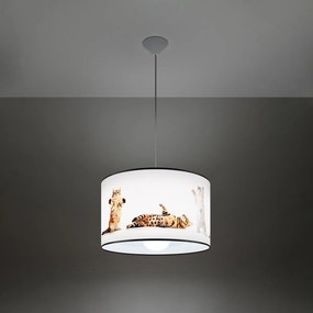 Detské závesné svietidlo Kitty, 1x plastové tienidlo so vzorom, (fi 40cm)