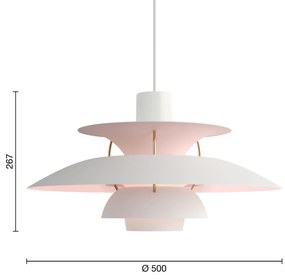 Louis Poulsen Závesná lampa PH 5 White/Pale rose – výročná edícia