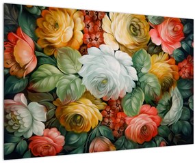 Obraz maľovanej kytice kvetov (90x60 cm)
