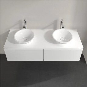 VILLEROY &amp; BOCH Legato závesná skrinka pod dve umývadlá na dosku, 2 zásuvky, 1400 x 500 x 380 mm, White Matt, B59100MS