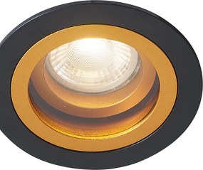 Sada 6 moderných zapustených bodových svetiel čierna so zlatou otočné a naklápacie IP44 - Chuck